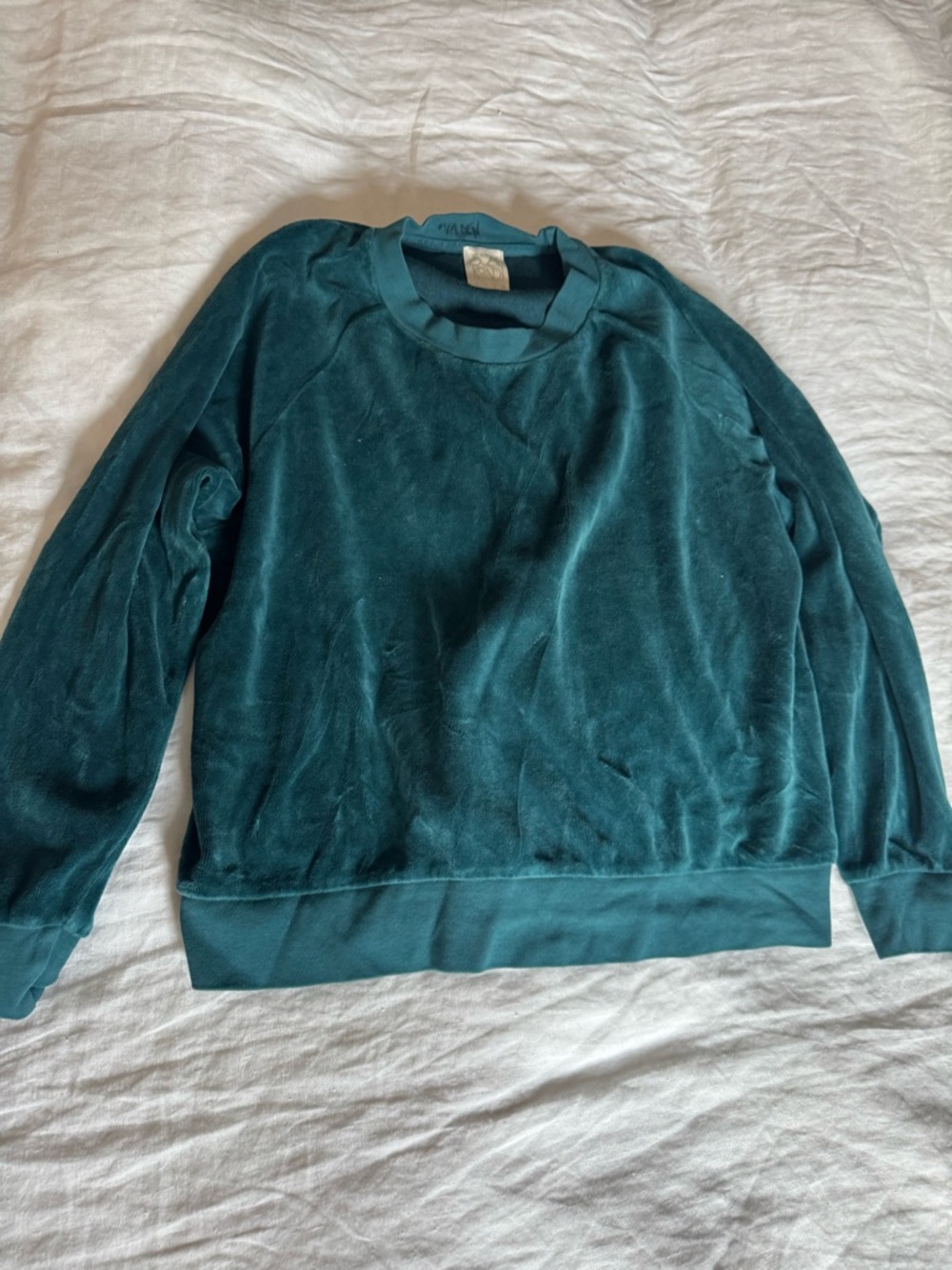 Suzie Kondi Deep Teal Velour Crewneck Sweatshirt medium